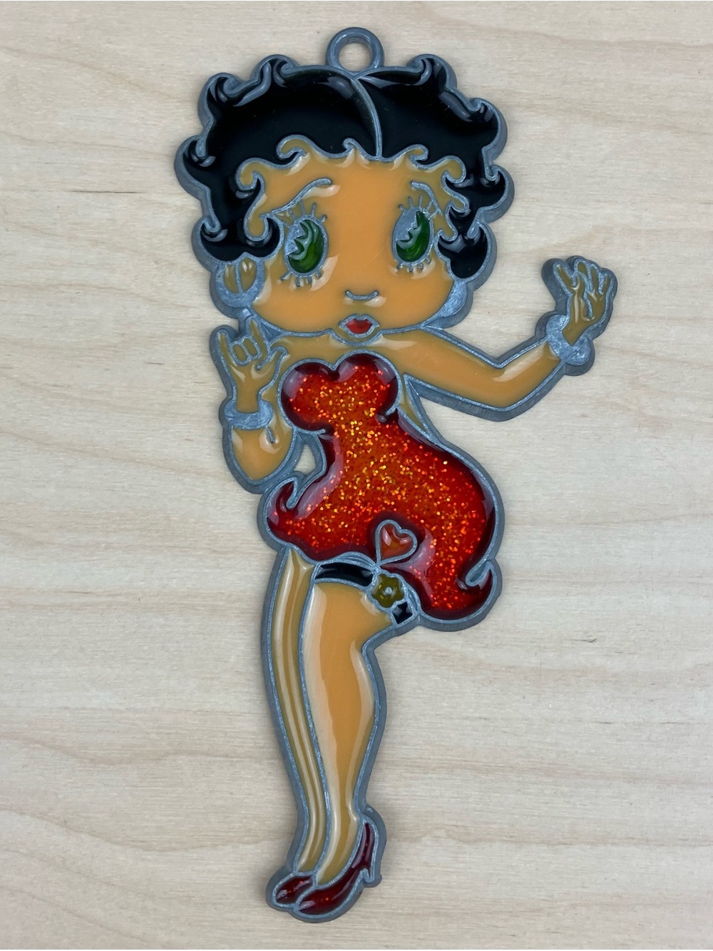 VTG Betty Boop Stained Glass Look Suncatcher Window Display Decoration